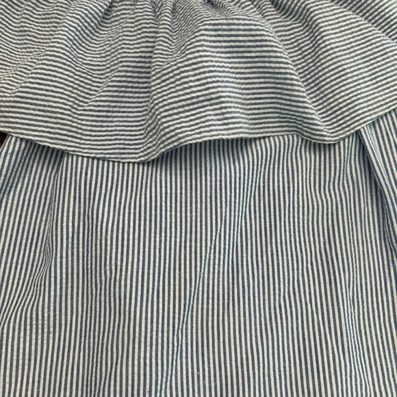 EUC MINKPINK French Twist off the shoulder dress blue and white stripe. Small. - Picture 3 of 7